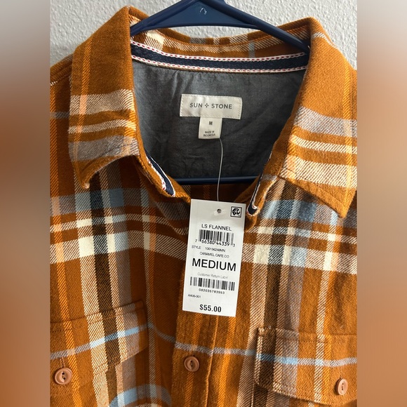 Sun+Stone flannel shirt. Orange, size M. - Picture 4 of 5